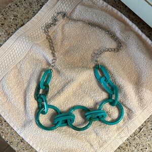 Turquoise Resin Link Statement Necklace - Women Accessories